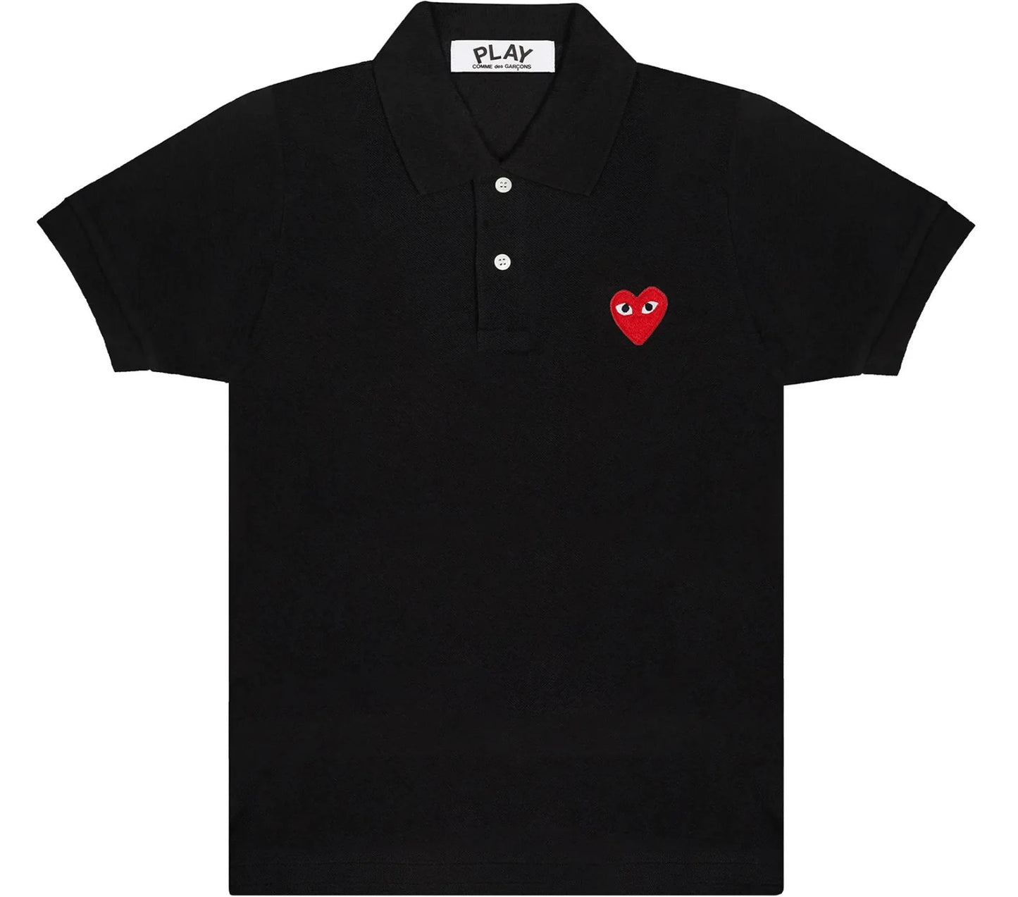 CDG Men Polo Shirt with Red Emblem (Black)