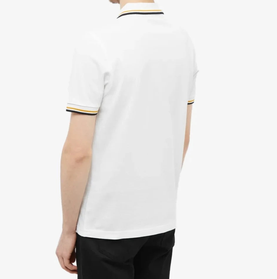 Fred Perry Slim Fit Twin Tipped Polo Snow White & Gold